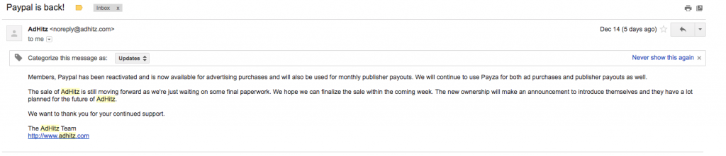 Adhitz is not closing