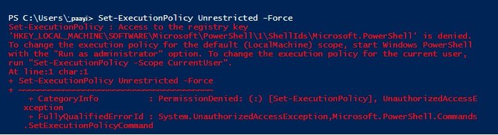 Set-ExecutionPolicy - Access to the registry Key is Denied